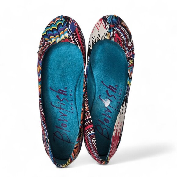 Blowfish Palma Ballet Flats Women's Boho Pleated Edge Festive Geo Pattern 7.5 - Picture 6 of 10